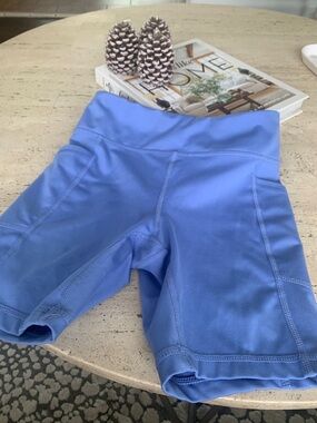 90 Degree By Reflex High-Waist Bike Shorts in Blue